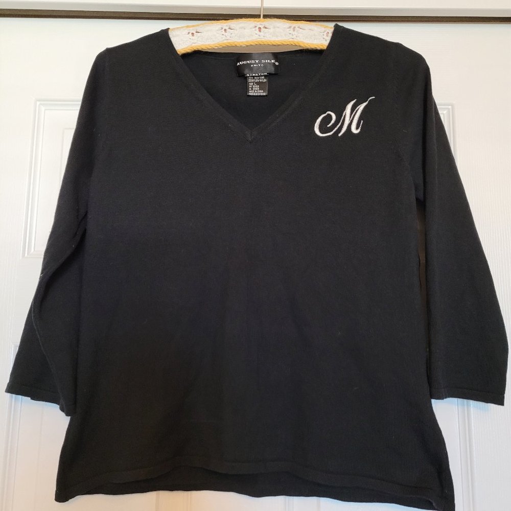 August Silk Black Monogrammed Tee